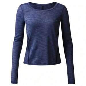 [4]Lululemon Intensi-Tee Long  Sleeve Heathered Hero Blue / Hero Blue